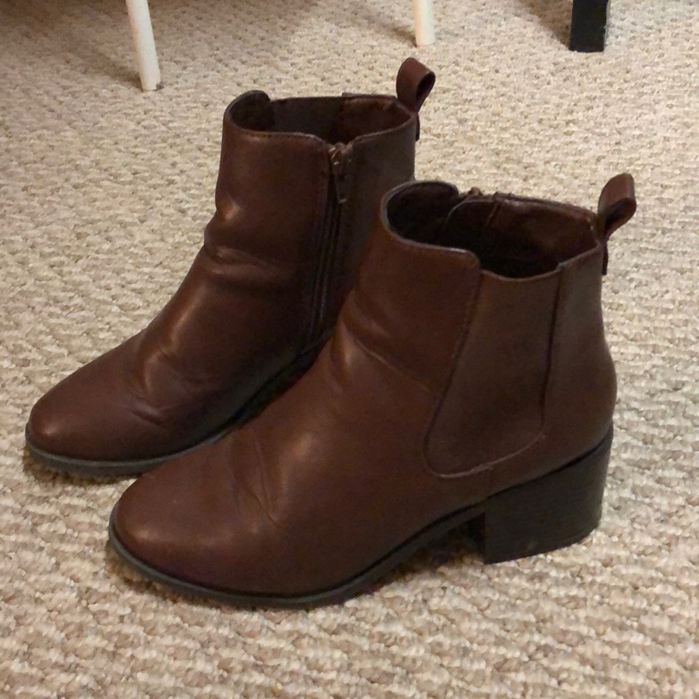 Brown Chelsea ankle booties